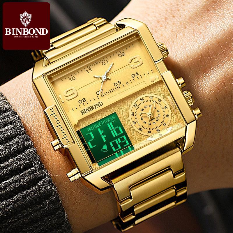 BINBOND Gold Edition – Dual Display Luxury Watch