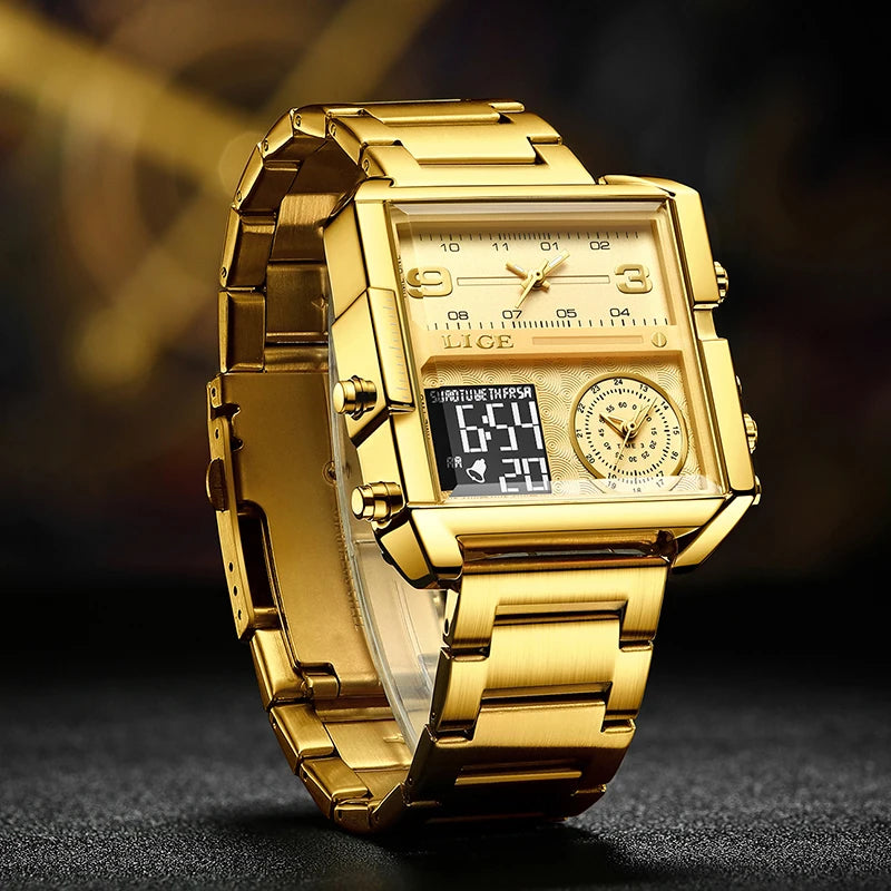 BINBOND Gold Edition – Dual Display Luxury Watch