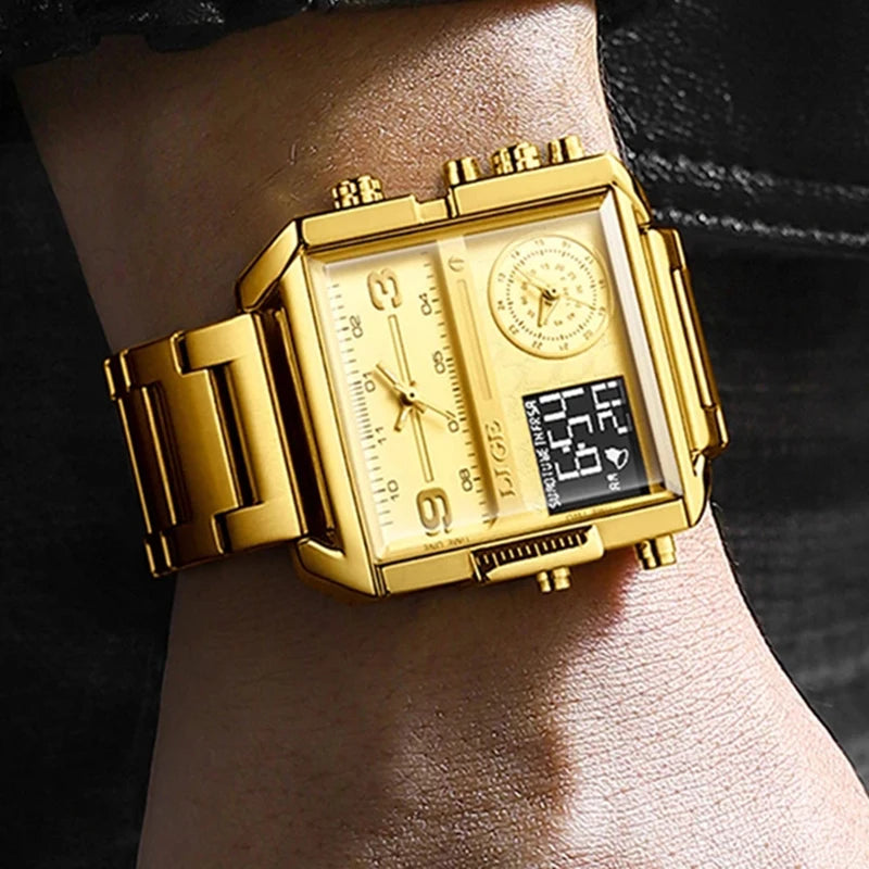 BINBOND Gold Edition – Dual Display Luxury Watch